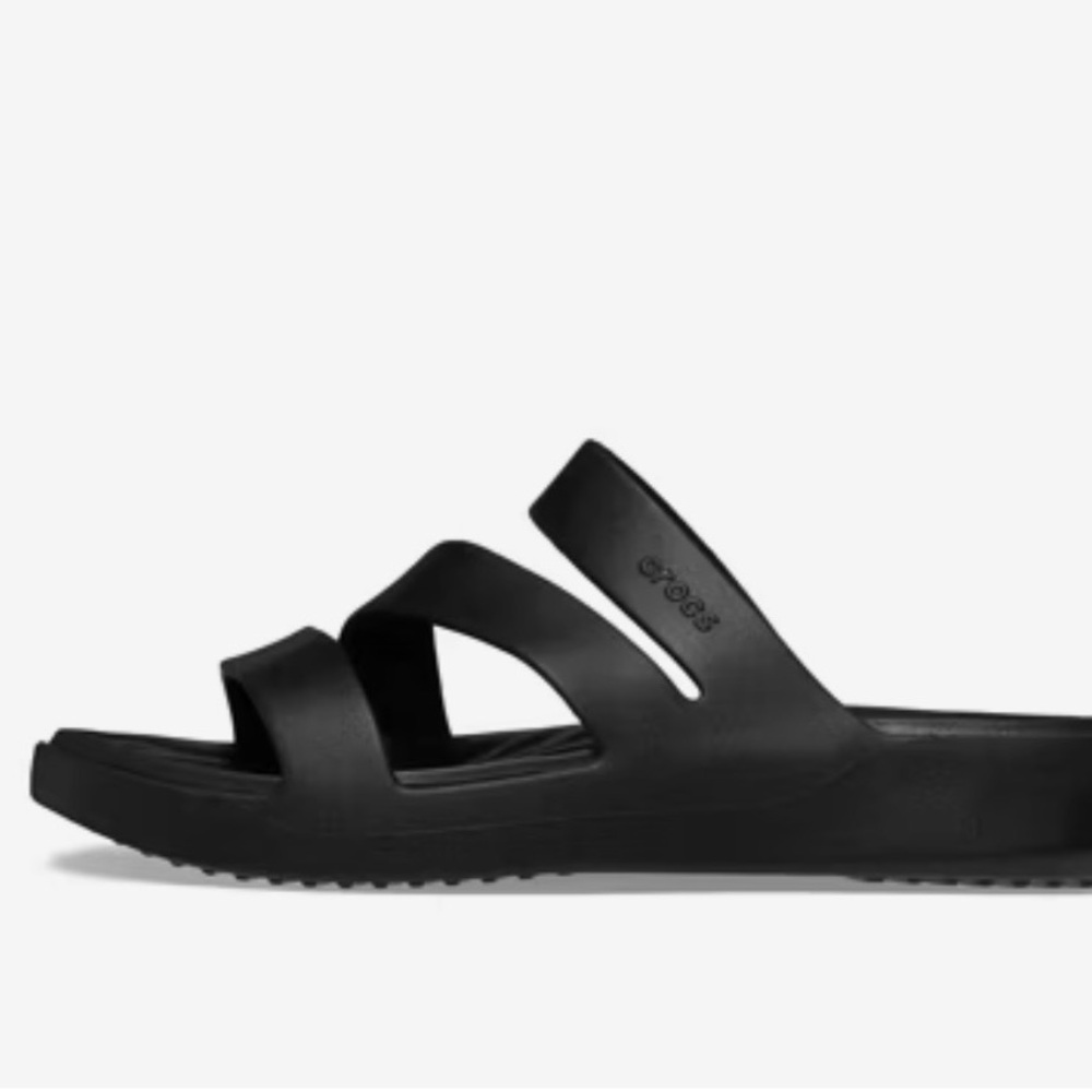CROCS Women's Black Triple Strap Sandals - Picture 2 of 3